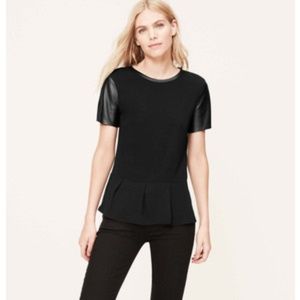 Black Flirty Top with Leather Sleeves